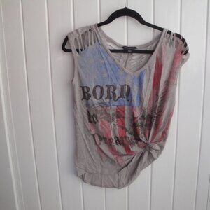 Rock & Republic Top Women's Size Small Distressed Tank Top "Born to Dream"